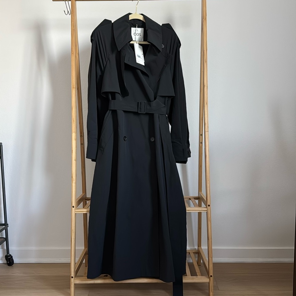 COS oversized black water repellent trench coat - NEW with tags